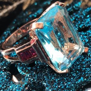 Stunning Man Made Sea Sapphire w/Rose Alloy S 7&8